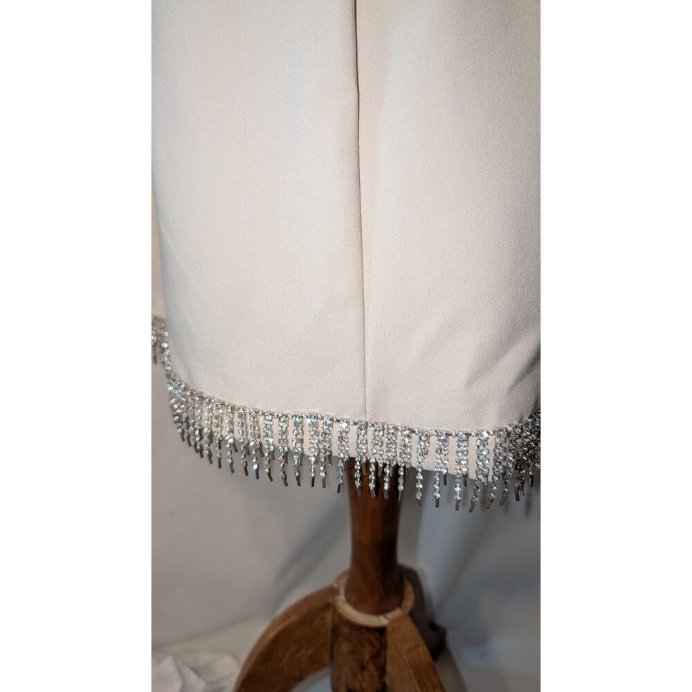 NWT Heiress Beverly Hills Nude Diamanté Straps/Hem Mini Dress, size M - Picture 8 of 10
